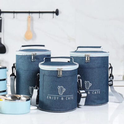 Lunch bag bleu trois tailles