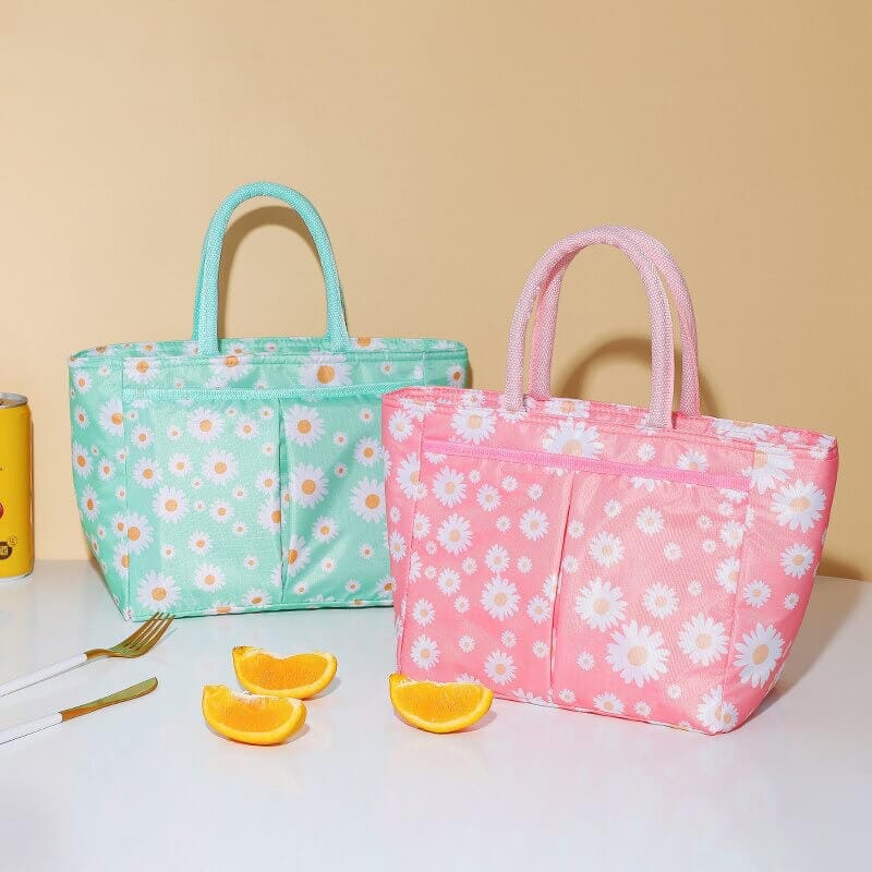 Lunch bag pâquerette cert et rose