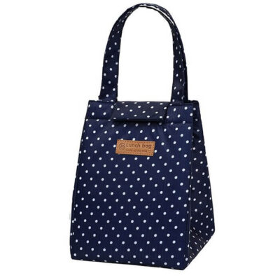 Lunch bag bleu à pois