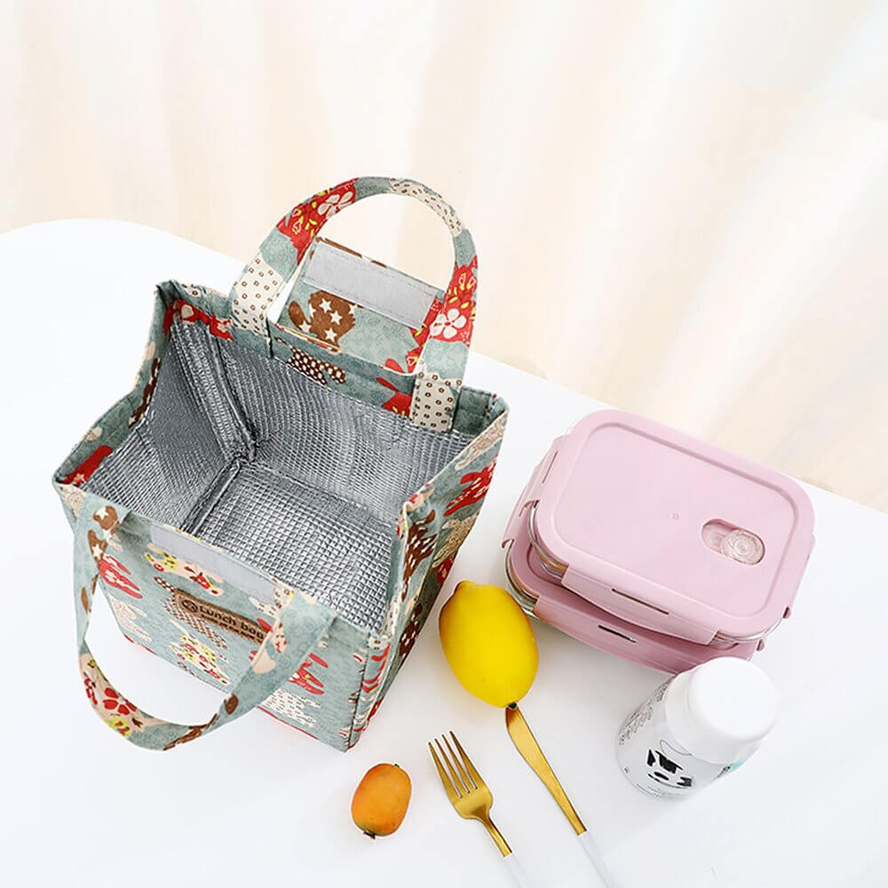 Sac lunch avec lunch box et couverts