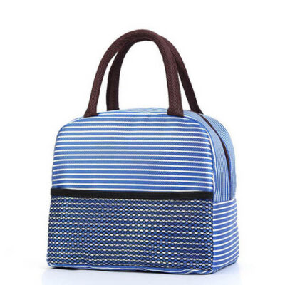 Sac lunch box isotherme rayé bleu